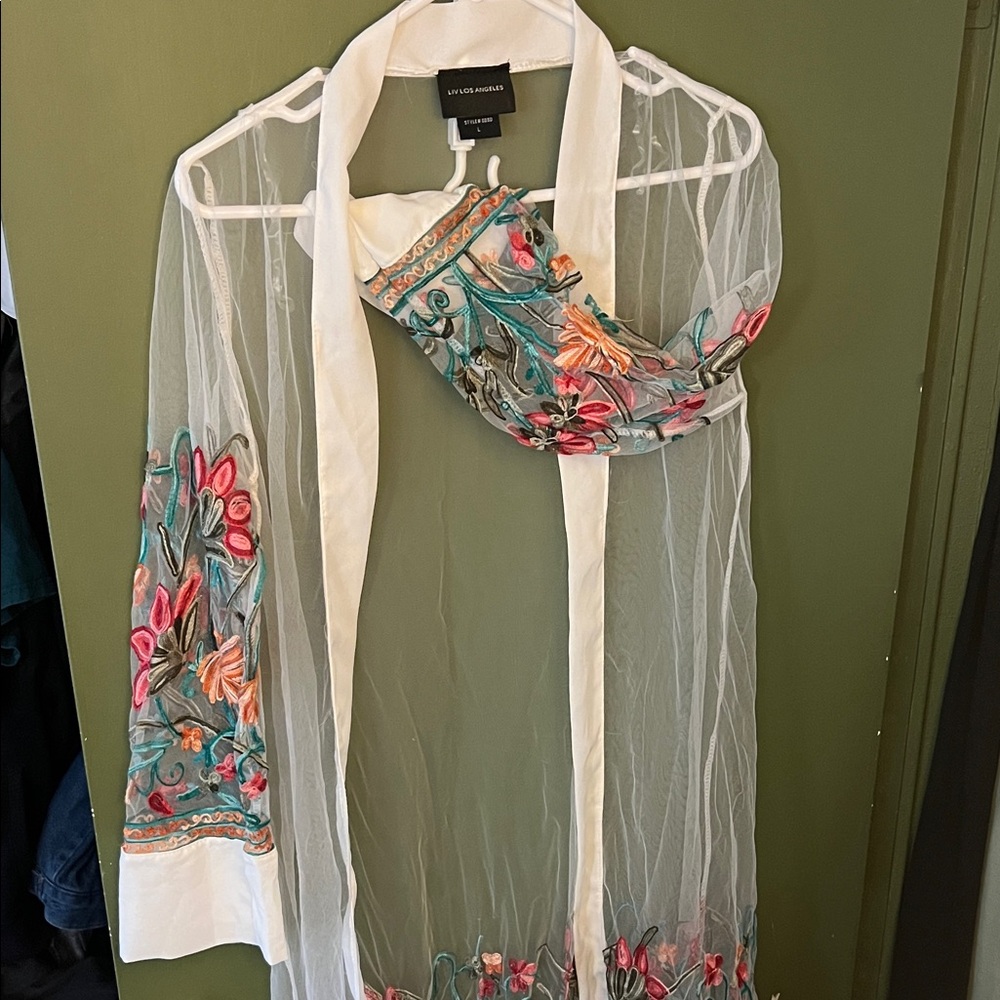 Embroidered Sheer cover with Floral Design